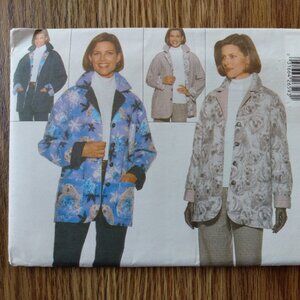 Vintage 90s Reversible Jacket Sewing Pattern Size 6-10 Chore Coat Butterick 5299